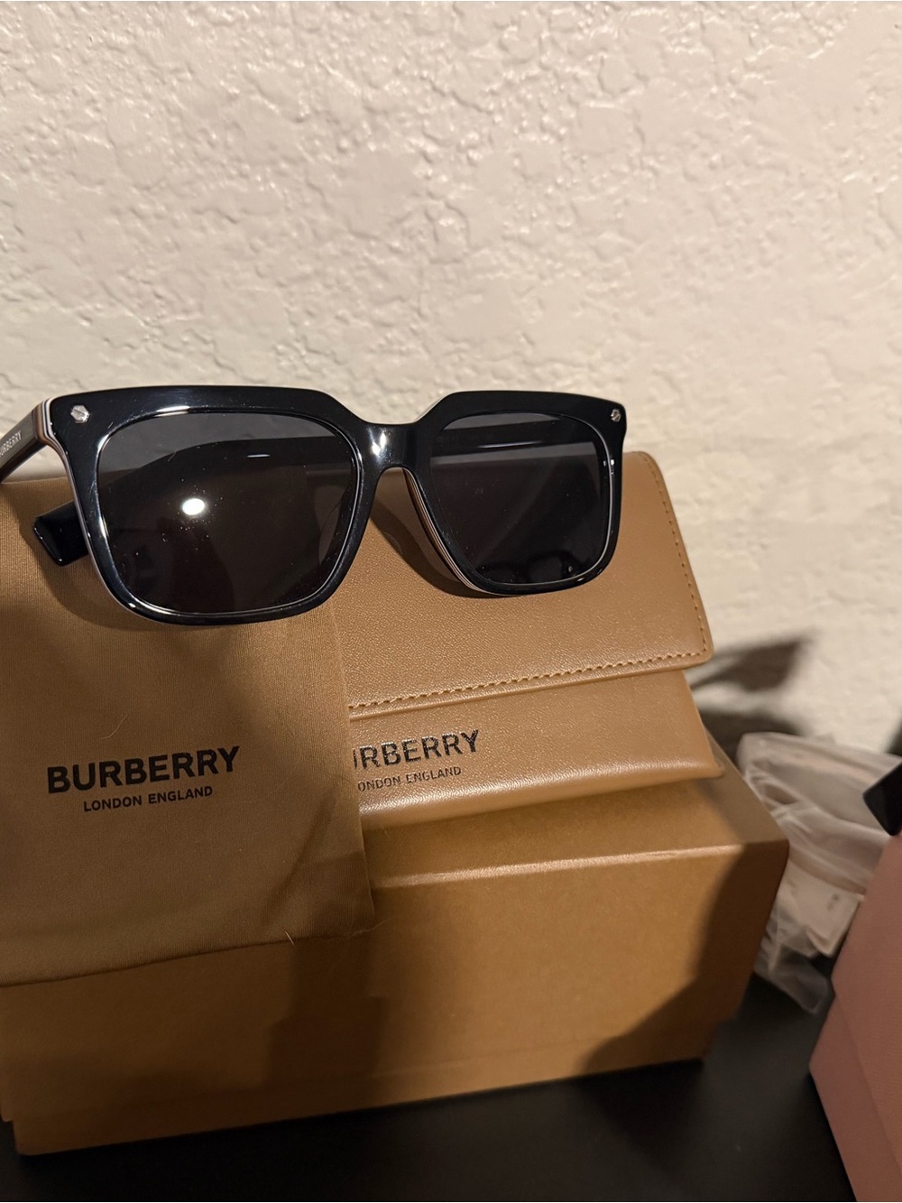 Burberry Black Frame Sunglasses with Brown Case